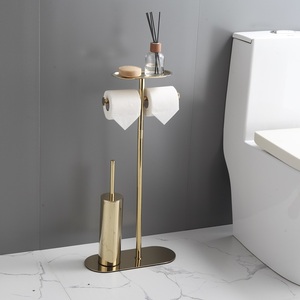 Combo Stainless Steel <strong>Toilet</strong> <strong>Paper</strong> <strong>Holder</strong> <strong>Stand</strong> With <strong>Toilet</strong> Brush Storage Top <strong>Holder</strong> - Product Image 1