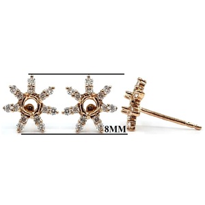 Hong Kong En Gros Court Délai D'exécution De Haute Qualité 18k Solide Or Rose Véritable Diamant Petit Causal Semi Mount Boucle D'oreille pour les Femmes - Product Image 2