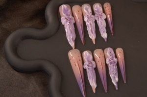 Kuku palsu penutup penuh peti mati panjang seni kuku akrilik tekan tengkorak jaring laba-laba labu Halloween - Product Image 3