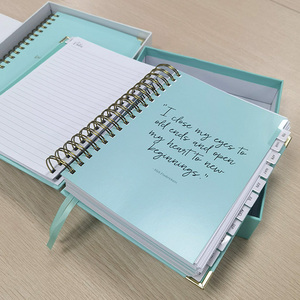 Trung Quốc Nhà cung cấp tùy chỉnh <span class=keywords><strong>A4</strong></span> A5 Nhật Ký bìa cứng Wedding Planner đôi tinh thần xoắn ốc máy tính xách tay với dịch vụ in ấn Quà Tặng - Product Image 4