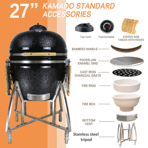 Barbecue Kamado en céramique Auplex de 27 pouces, fumoir au <span class=keywords><strong>charbon</strong></span> de <span class=keywords><strong>bois</strong></span>, cuisinière extérieure, barbecue pour la cuisine en jardin et sur la terrasse - Product Image 4