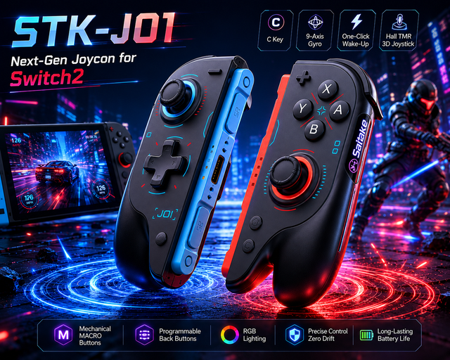 TMR Joystick and Metal Dome Buttons for Switch 2 Wireless Gaming Controller RGB Macro Joy-Con