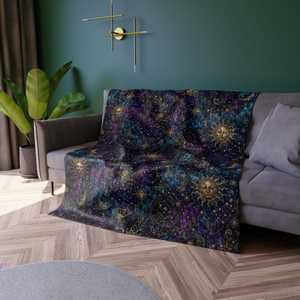 Manta Personalizada con Estampado de Astrología Celestial y Galaxia, Manta Suave y Esponjosa de Felpa para Sofá, Venta al Por Mayor OEM ODM - Product Image 3