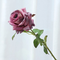 Fleurs artificielles en gros de haute qualité, fleurs artificielles en latex au toucher réel, roses poussiéreuses au toucher réel pour la décoration de mariage et de la maison