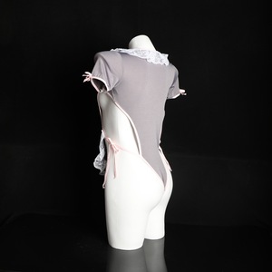 Costume de Fille Lapin Mignonne Gris avec Dentelle et Volants, Lingerie Sexy pour Femme, Uniforme de Jeu de Rôle - Product Image 3