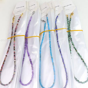 للبيع بالجملة قلادات صغيرة من الأحجار المطرزة بالخرز ، مجوهرات للعنق ، أحجار كريمة للشفاء من الفولاذ المقاوم للصدأ ، 2-طول حبة 38C - Product Image 6