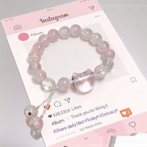 Trendy Colorful Sweet Fantasy Popcorn Cracked <b>Beads</b> <b>Bracelet</b> for Women GirlsColored Opal Crystal Cat Charm Pendant Hand <b>Bracelet</b> - Product Image 4
