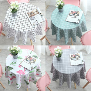 Solid Color Checkered Pvc <b>Round</b> <b>Tablecloth</b> For Home Dining Coffee Table Use Waterproof Oil Proof Washable Heat Resistant - Product Image 2