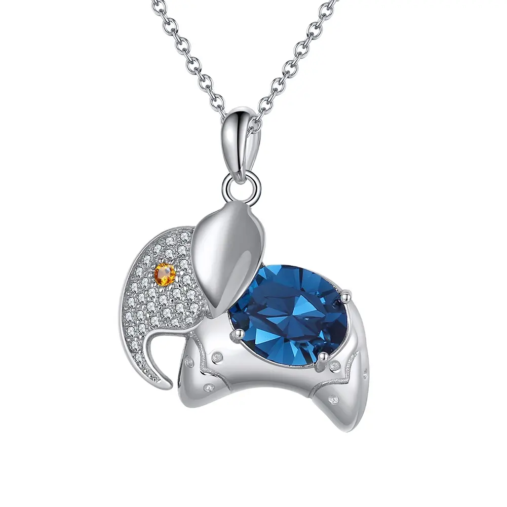 RINNTIN SWN18 zarif kadınlar için 925 ayar gümüş fil tasarım avusturya kristal kolye kolye doğum günü takı hediye