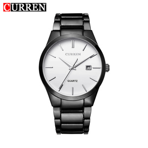 Montre à quartz pour homme CURREN 8106, bracelet en acier inoxydable, design sportif avec motif pièce de monnaie, affichage de la date, résistante à l'eau, luxe, mode business - Product Image 1