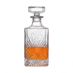 工厂威士忌批发威士忌酒瓶玻璃750毫升雕刻威士忌酒杯威士忌饮料水晶玻璃倾析器套装