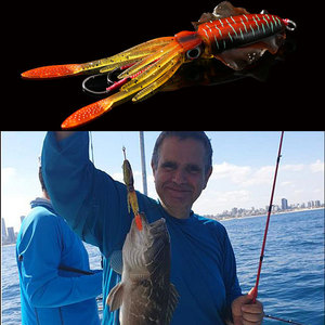 Esca Jig Calamaro Morbida Luminosa UV da 15cm 60g con Testa Piombata <span class=keywords><strong>in</strong></span> <span class=keywords><strong>Silicone</strong></span> Esca Polpo per Pesca <span class=keywords><strong>in</strong></span> <span class=keywords><strong>Mare</strong></span> Profondo/Fiume Esca Bionica con Gonnellino a Calamaro - Product Image 5