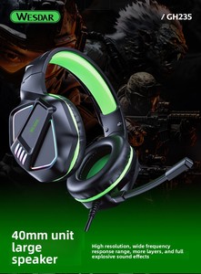 <span class=keywords><strong>Headset</strong></span> Gaming Wesdar Dynamic Over-Ear Omnidirectional Berkabel dengan Lampu RGB, Dukungan ENC, Koneksi USB 3.5mm - Product Image 2