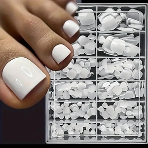 <span class=keywords><strong>Uñas</strong></span> Postizas Acrílicas Blancas de Cobertura Total, Diseño de Cielo Estrellado, Estilo Francés Corto, 240 Piezas - Product Image 1