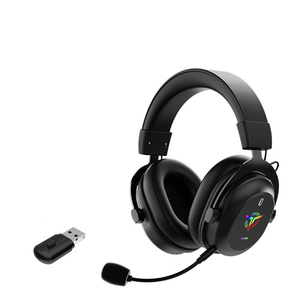 Rambotech Metal Chipset Wireless Gaming Headphone With External <b>Microphone</b> 25MS Low Latency RGB Lighting Over Ear Design - Product Image 1
