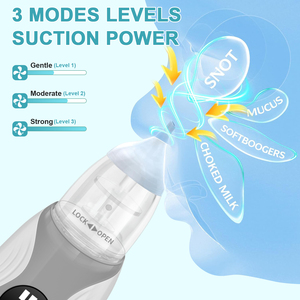Aspirateur nasal électrique pour bébé en gros, faible bruit, recharge USB, silicone souple, coloré, avec comptes à rebours, soulage la congestion nasale du bébé - Product Image 4