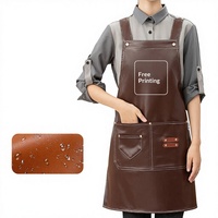 Nouvel Tablier Sans Manches en Cuir Souple PU, Imprimé Logo, pour Restauration - Vêtement de Travail Imperméable et Résistant à l'Huile, Tablier de Cuisine pour Fruits de Mer