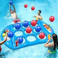 Tic Tac Toe Zwembad Speelgoed Set: Reuze Drijvende Plank Set met 12 Ballen & Bekerhouders, Buiten Strand Tuin Zwembad Party Spel