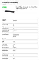 PDU intelligent avec mesure AP7820B APC, unité de distribution d'alimentation en rack, 1U, 12A/208V, 10A/230V, C13, PDU de surveillance