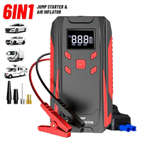 Démarreur de voiture portable 4 en 1 12V au lithium avec compresseur d'air intégré, multifonction, avec pompe à air