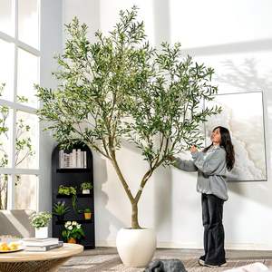 Arbre d'olivier artificiel <span class=keywords><strong>avec</strong></span> un tronc <span class=keywords><strong>en</strong></span> résine réaliste et des feuilles vertes pour la décoration intérieure du bureau, du salon, <span class=keywords><strong>avec</strong></span> un <span class=keywords><strong>pot</strong></span> blanc - Product Image 1
