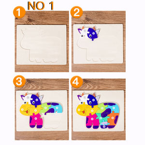 Puzzle en bois Montessori en forme de lapin, puzzles d'animaux, <span class=keywords><strong>jeux</strong></span> éducatifs d'apprentissage de l'<span class=keywords><strong>intelligence</strong></span> pour les cadeaux de Noël et d'anniversaire - Product Image 2