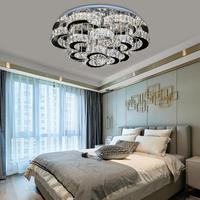 Plafonnier rond de luxe à fleurs, design élégant, à intensité variable, contrôlable par application, blanc, pour salon, chambre à coucher, lumières LED en cristal multicouche
