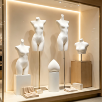 Mannequin buste femme en tissu suédé sans tête, support métallique réglable en hauteur, pour présentation de lingerie, sous-vêtements et robes, idéal pour boutique
