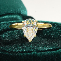 9 kustom perhiasan halus klasik S925 perak murni 18K berlapis emas tetesan air pir Set potongan Moissanite cincin wanita untuk pertunangan