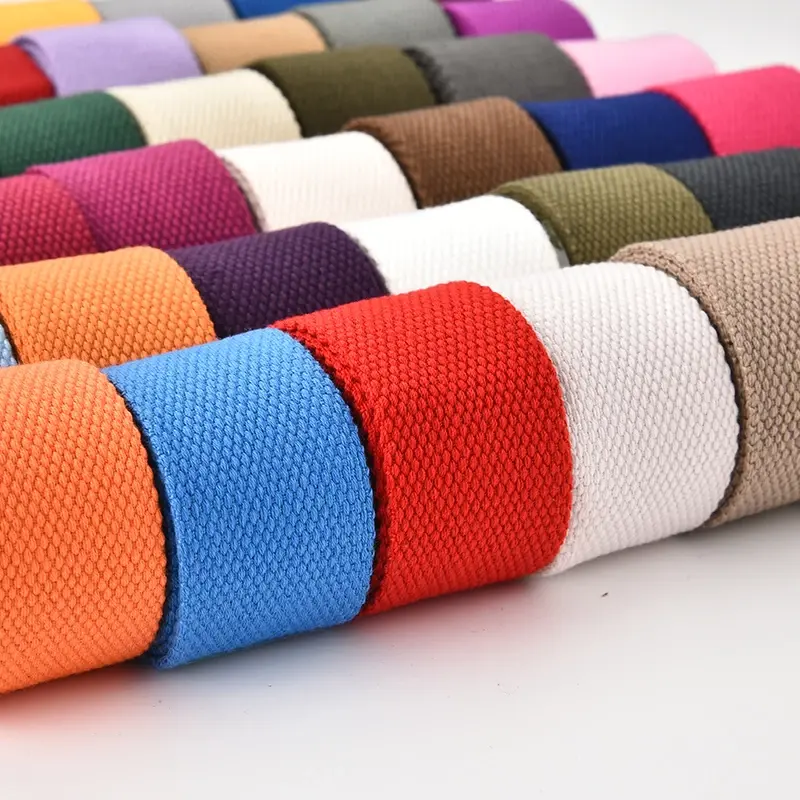 Custom sustainable 25mm 38mm 50mm recycled polyester cotton textile webbing tape for bag strap