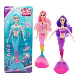 Plastic small doll plastic 11.5inches flash mermaid toy with music and light