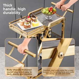 Chariot de service de luxe mobile multi-niveaux en acier inoxydable pour la livraison de repas en restaurant et <span class=keywords><strong>hôtel</strong></span>, haut de gamme, pour le vin (sans garantie) - Product Image 4