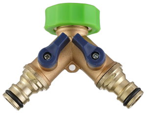 <span class=keywords><strong>Adaptateur</strong></span> de tuyau <span class=keywords><strong>d</strong></span>'arrosage extérieur en laiton sans plomb, robuste, avec raccord en Y à 2 voies, connecteurs rapides, design métallique durable - Product Image 3