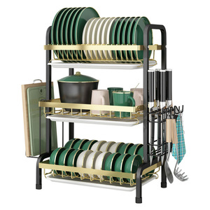 Étagère de rangement multi-usages Homey Dish Rack taille L, séchage rapide, pour assiettes, bols, baguettes, organisateur de cuisine, forme carrée - Product Image 3