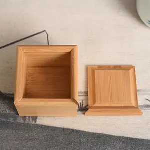 Mini contenitore quadrato di bambù per gioielli fatti a mano cassa di legno