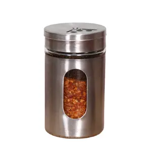 무료 샘플 2.5 oz 스테인리스 향미료 셰이커 유리 70ml 소금과 후추 셰이커