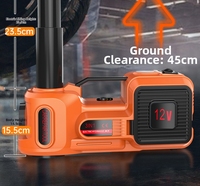 Cric hydraulique électrique portable en acier allié 12V 5 tonnes avec pompe de gonflage de pneus et lumière LED, hauteur max. 45 cm, pour SUV, berline, MPV