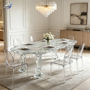 Table à manger en acrylique transparent, style cristal en résine faite à la main, table de réception, mobilier personnalisé pour salon, hôtel, club - Product Image 3