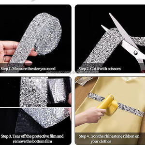 5 Yards cristal strass ruban diamant <span class=keywords><strong>Bling</strong></span> ruban Wrap ruban étincelant résine Hotfix Costume accessoires pour bricolage Art artisanat - Product Image 3