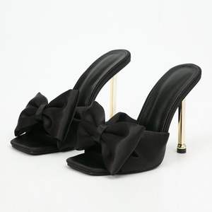 Chaussure Talons Satin Matériel Métal Mode <span class=keywords><strong>Grand</strong></span> Noeud Papillon Talons Bleu Ciel pour Femme - Product Image 4