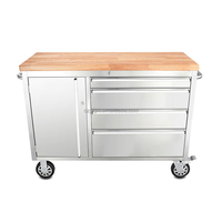 Armoire à outils roulante 48 pouces à 4 tiroirs avec établi en acier inoxydable anti-empreintes digitales Support OEM personnalisable