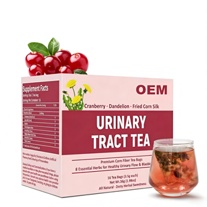Té OEM para el Tracto Urinario con Arándano Rojo, Diente de León y Fibra de Maíz, Apoya la Salud de la Vejiga, 16 Bolsitas - Product Image 1