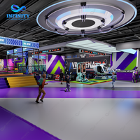 Solution clé en main hautement rentable pour centre de divertissement sportif en intérieur avec simulateur VR, parc de trampolines et machine d'arcade pour jeux interactifs