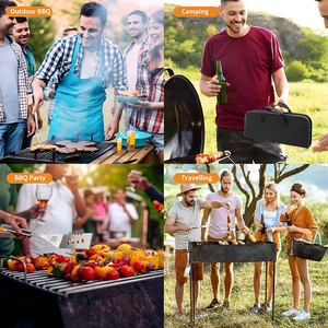Kit d'accessoires de barbecue en acier inoxydable 11 pièces, outils de grillade portables et pratiques avec sac de rangement pour grillades en plein air et camping - Product Image 6