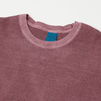 Vêtements d'hiver personnalisés, sweat-shirts délavés à l'acide, 100% coton, tricot gaufré, chemises thermiques à manches longues, chemise délavée à l'acide