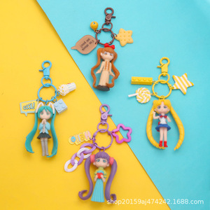 พวงกุญแจรถตุ๊กตาเด็กผู้หญิงน่ารักรูปการ์ตูนนางฟ้ากระเป๋าเป้สะพายหลังสุดสร้างสรรค์จี้รูปอมยิ้ม - Product Image 2