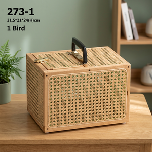 Cage à pigeons rectangulaire Crown 273-1 en rotin écologique, durable et légère, fabriquée à Taïwan - Product Image 3