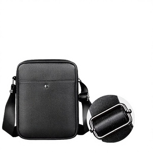 Bolso Bandolera de Cuero Genuino para Mujer, Color Negro Sólido, Textura Lichee, Cierre de Cremallera, Calidad Premium, Uso Diario, Todas las Temporadas - Product Image 2