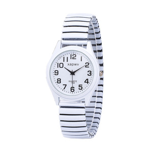 Montre à quartz facile à lire, bracelet extensible en acier inoxydable, cadran rond analogique, montre-bracelet pour femmes et hommes - Product Image 3