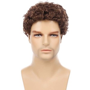 Peluca de <span class=keywords><strong>pelo</strong></span> rizado <span class=keywords><strong>Afro</strong></span> sin cola corta marrón de alta calidad <span class=keywords><strong>para</strong></span> <span class=keywords><strong>hombres</strong></span>, pelucas sintéticas resistentes al calor, Peluca de <span class=keywords><strong>pelo</strong></span> trenzado <span class=keywords><strong>para</strong></span> <span class=keywords><strong>hombres</strong></span> - Product Image 1